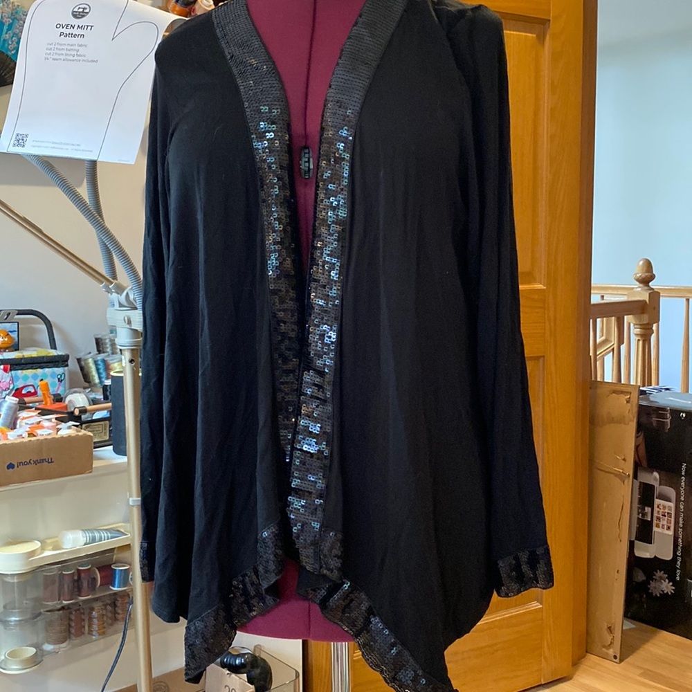 !! SALE New Pri$e !!Gorgeous knit evening-wear Sequined jacket loose fitting XL